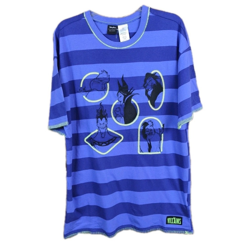 Disney Parks Our Universe Villains Glow in the Dark Striped T-Shirt Mens Large